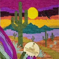 Desert Sunset Large Needlepoint Kit | Southwest Landscape Saguaro Scene