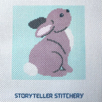 Hopeful Bunny Needlepoint Kit — 13ct Printed Canvas, Hand-Dyed Wool-Silk Thread, 6x6" design