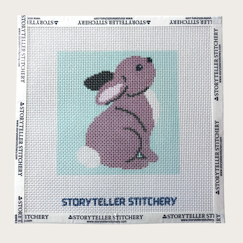 Hopeful Bunny Needlepoint Canvas — 13ct Printed Canvas, 6x6