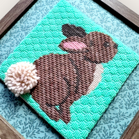 Hopeful Bunny Needlepoint Kit — 13ct Printed Canvas, Hand-Dyed Wool-Silk Thread, 6x6" design