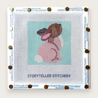 Hopeful Bunny Needlepoint Kit — 13ct Printed Canvas, Hand-Dyed Wool-Silk Thread, 6x6" design