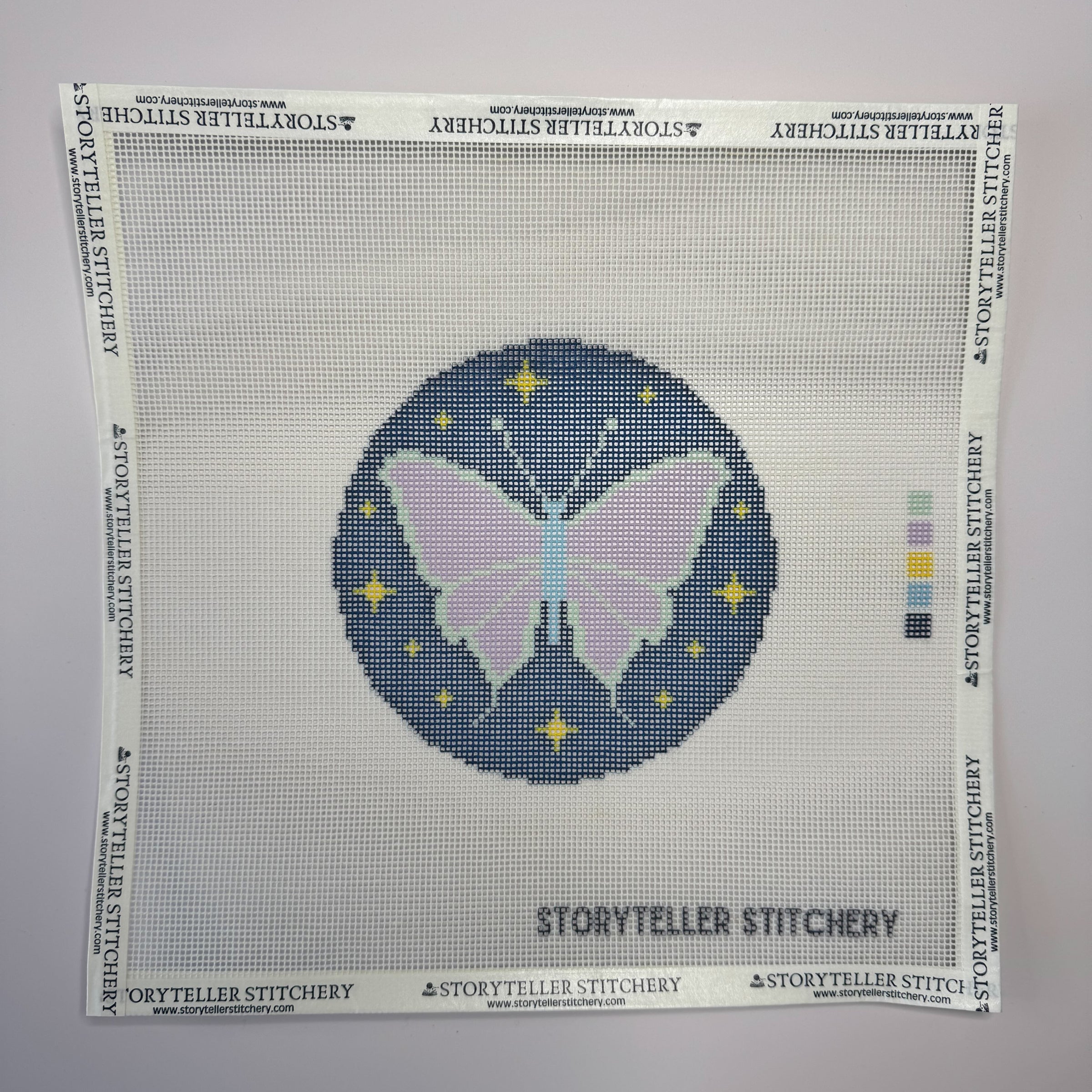 Lunar Moth — Printed Needlepoint Canvas (Small Design, Canvas Only)