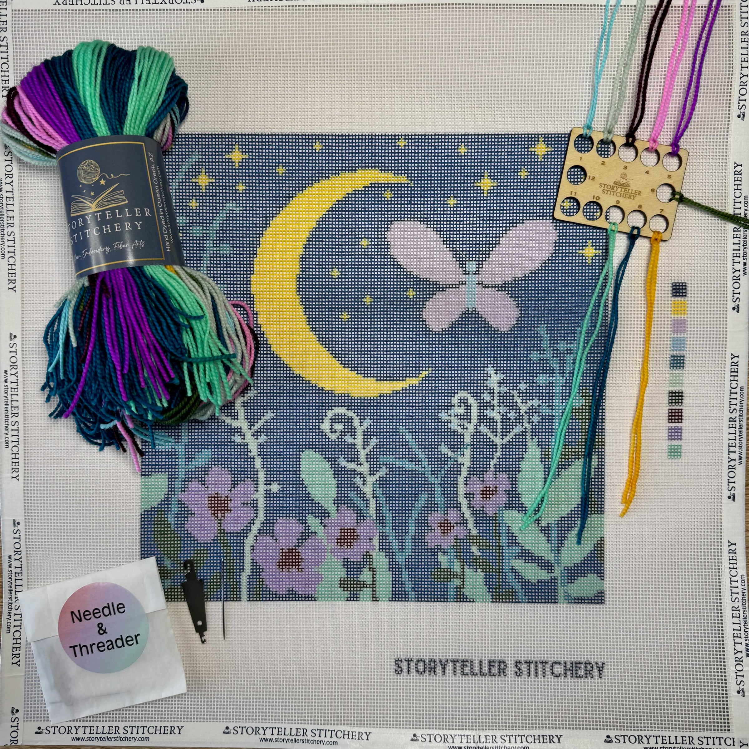 Midnight Garden — Modern Needlepoint Kit (Large Design)