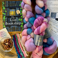 Hand-dyed yarn, spinning fiber, and silk embroidery threads inspired by a storybook collection.