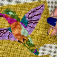 Hummingbird Needlepoint Kit — 13-ct Printed Canvas, Hand-Dyed Wool-Silk Thread