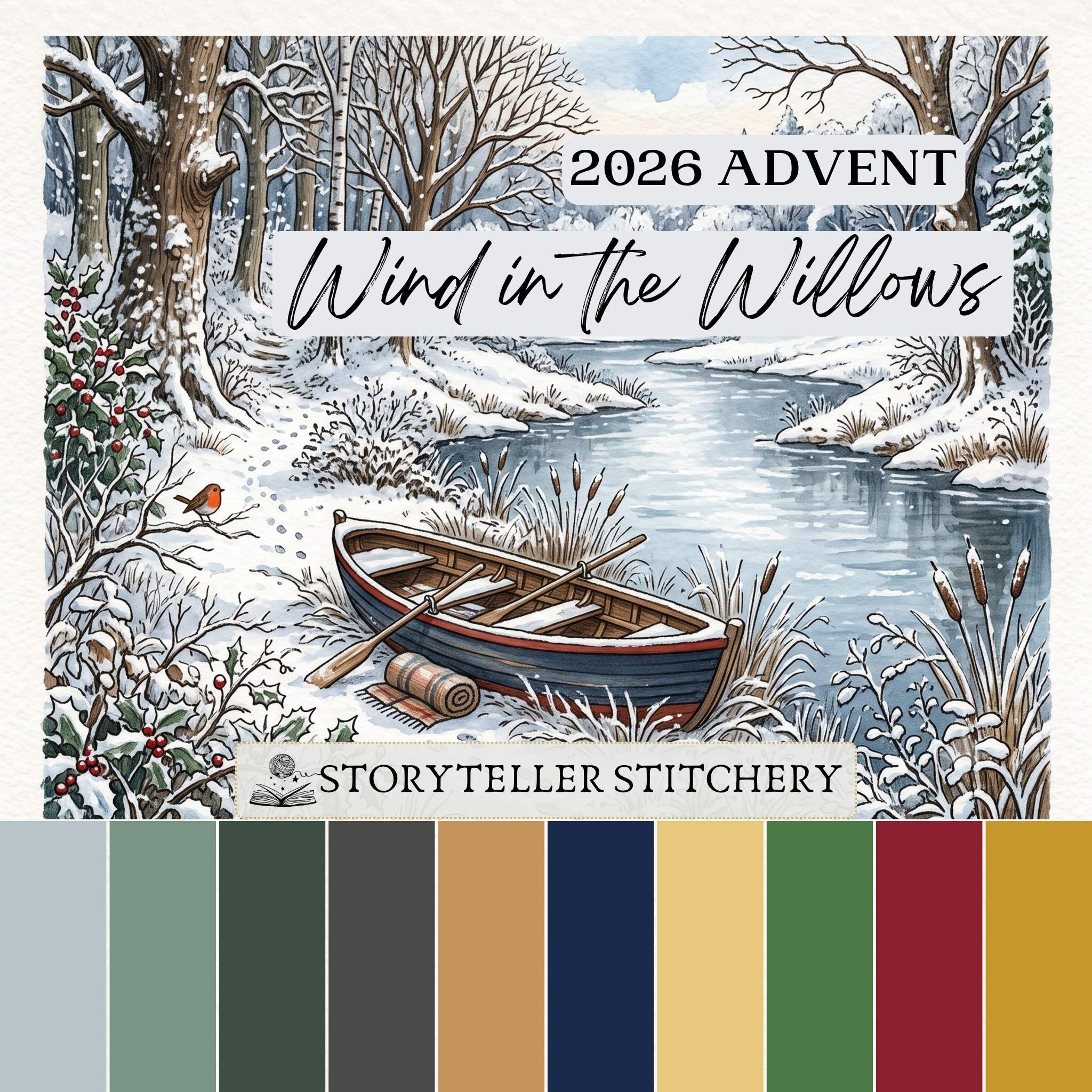 Yarn Advent. Wind in the Willows: The River Bank in Winter