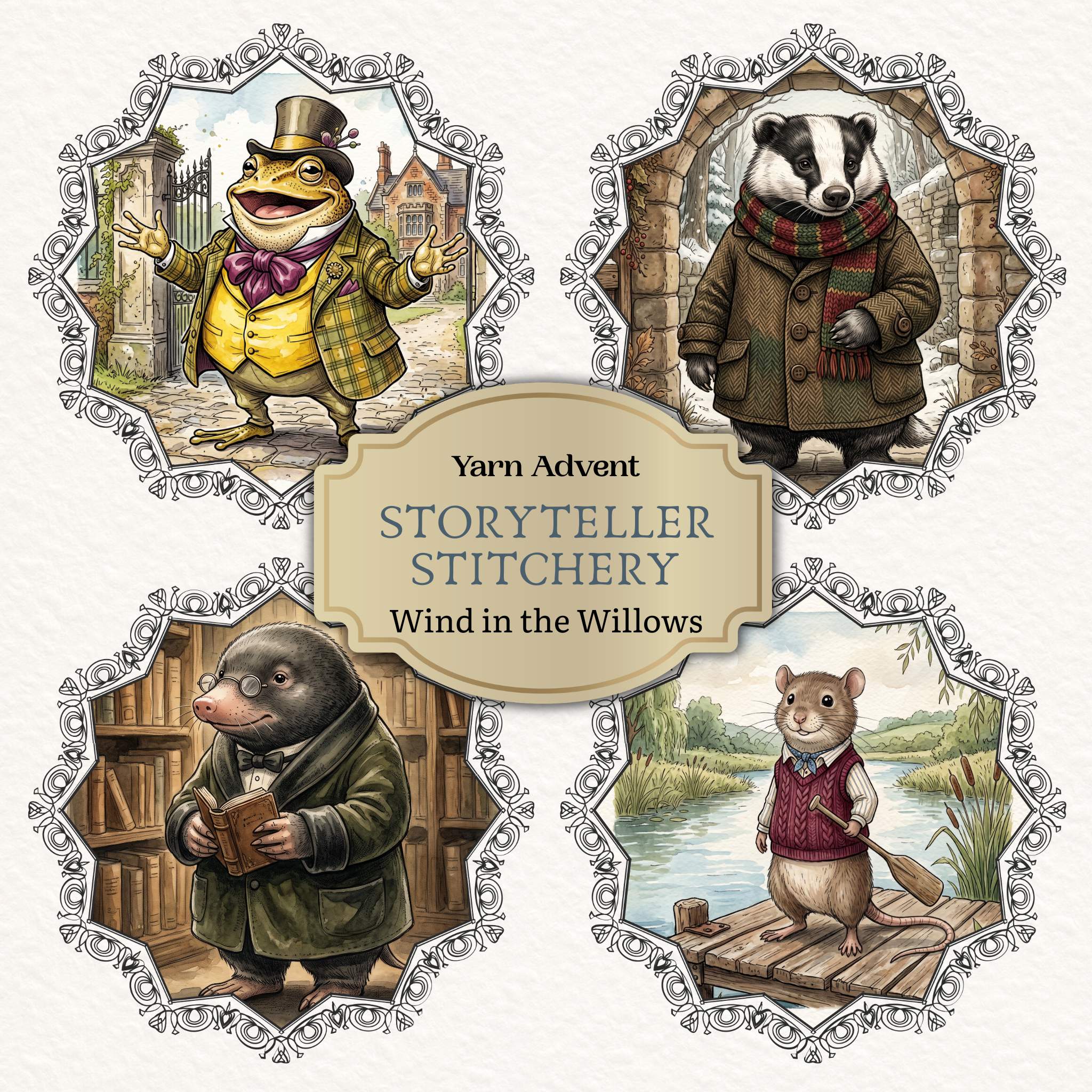 Yarn Advent. Wind in the Willows: The River Bank in Winter